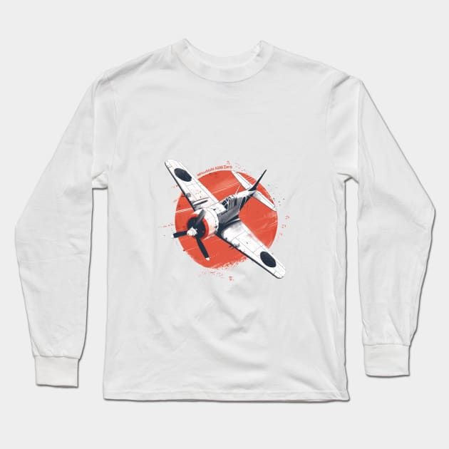 Mitsubishi A6m Zero Long Sleeve T-Shirt by General-Rascal